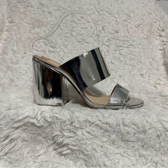 Dolce Vita Metallic Silver Sandals Sz 8.5M Strappy Heels Women’s Evening Mules - Picture 4 of 12
